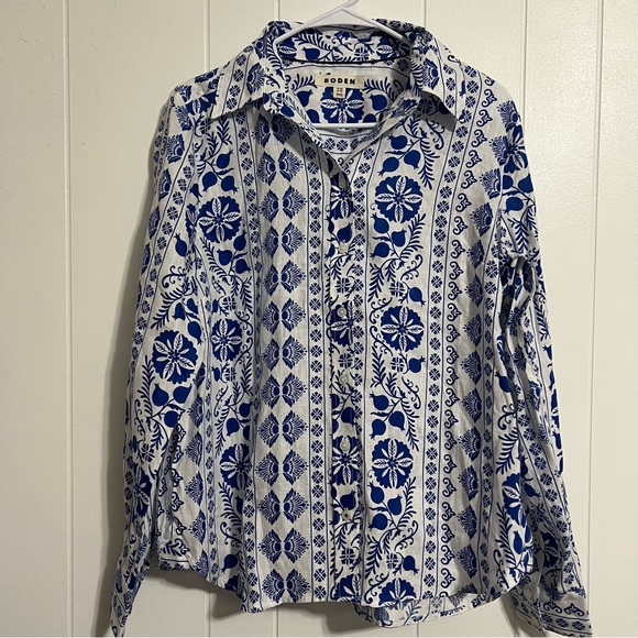 Boden Sienna Linen Button Down Shirt Size 12 - Picture 3 of 6